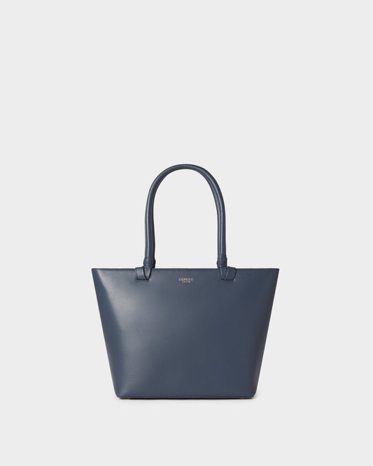 The Collier Leather Tote in Navy