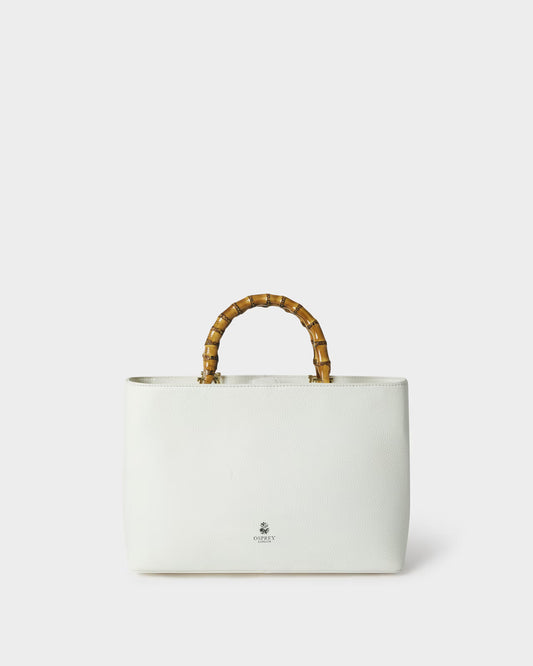 The Clio Medium Leather Grab in White